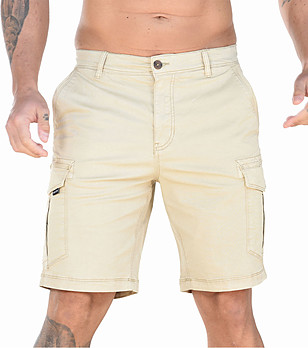 Къс памучен мъжки панталон в пясъчен нюанс Elbert снимка