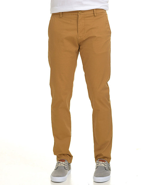 Памучен мъжки панталон в цвят охра Christian снимка