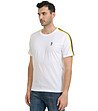 Бяла памучна мъжка тениска с контрастни кантове Lark-0 снимка