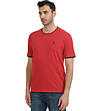Червена памучна мъжка тениска с черни кантове Chinos-0 снимка