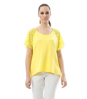 Асиметрична дамска жълта блуза Paula снимка