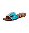 Дамски чехли със синьо декоративно цвете-2 снимка