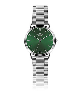 Сребрист мъжки часовник със зелен циферблат Tomi снимка