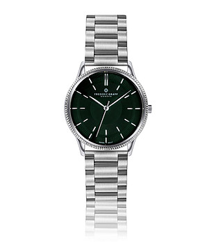 Сребрист мъжки часовник с тъмнозелен циферблат Tomi снимка