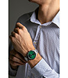 Сребрист мъжки часовник със зелен циферблат Tomi-1 снимка