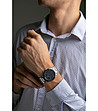 Сребрист мъжки часовник  с черен циферблат Tomi-1 снимка