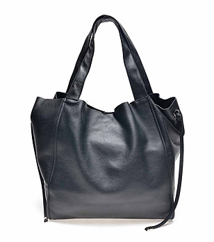 Черна дамска чанта от естествена кожа Silia снимка