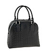 Черна кожена дамска чанта с релеф Glenda-0 снимка