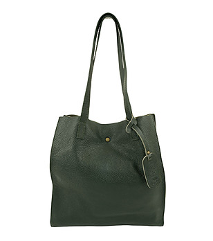 Тъмнозелена дамска кожена чанта Ambra снимка