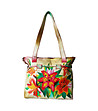 Кожена дамска чанта с ръчно рисувани цветя-1 снимка