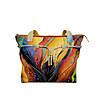 Многоцветна ръчно рисувана дамска чанта от естествена кожа Lea-0 снимка