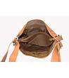 Дамска кожена чанта за рамо в цвят камел-3 снимка