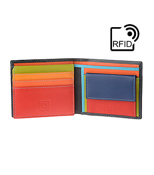 Многоцветен кожен портфейл с RFID защита Tullio снимка