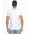 Бяла памучна тениска с щампа с лого-1 снимка