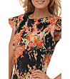 Черна памучна рокля с оранжев флорален принт-4 снимка