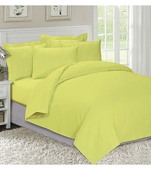 Жълт единичен спален комплект с олекотена завивка снимка