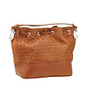 Дамска кожена чанта в цвят мед Monalina-1 снимка