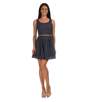 Синя рокля на точки с колан Amely снимка