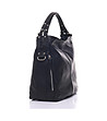 Черна кожена дамска чанта с ципове Marisa-2 снимка