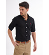 Черна мъжка риза от памук и лен Arturo-0 снимка