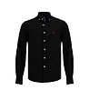 Черна мъжка риза от памук и лен Arturo-3 снимка