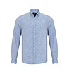 Мъжка синя риза от памук и лен Dede-2 снимка