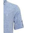 Мъжка синя риза от памук и лен Dede-3 снимка