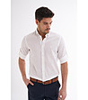 Бяла мъжка риза от памук и лен Leon-0 снимка