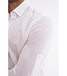 Бяла мъжка риза от памук и лен Leon-3 снимка