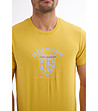 Памучна мъжка тениска в цвят горчица Vinny-3 снимка