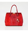 Червена дамска кожена чантас релеф Vanessa-0 снимка