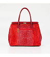 Червена дамска кожена чантас релеф Vanessa-1 снимка