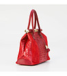 Червена дамска кожена чантас релеф Vanessa-2 снимка