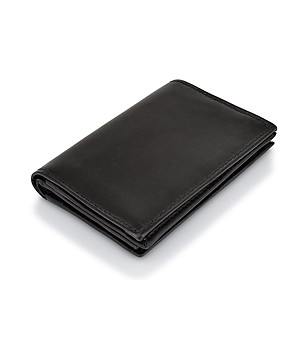 Черен кожен мъжки портфейл с изчистен дизайн снимка