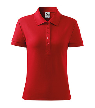 Дамска памучна червена тениска с яка Niki снимка