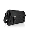 Unisex черна кожена чанта за рамо-0 снимка