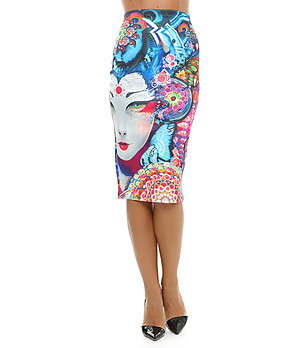 Многоцветна пола с абстрактен принт Agatha  снимка
