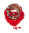 Дамски червен шал с флорален принт Lornita-0 снимка