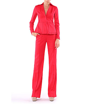 Червен дамски комплект от сако и панталон снимка