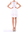 Бяла памучна рокля с перфорации-0 снимка