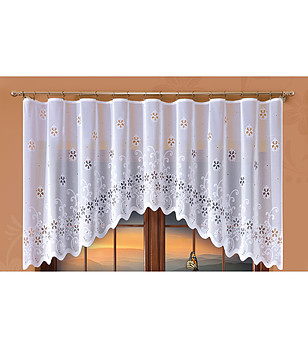 Бяло перде с изрязани флорални мотиви Krzysia снимка