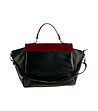 Черна кожена дамска чанта с капак в цвят бордо Alla-1 снимка