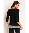 Черна памучна блуза с бяла дантела Zorena-1 снимка