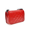 Червена кожена чанта с ромбовидни шевове Lois-1 снимка