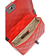 Червена кожена чанта с ромбовидни шевове Lois-3 снимка