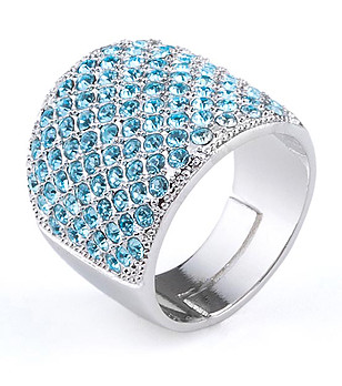 Дамски пръстен със сини кристали Promesa снимка