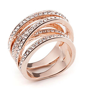 Ефектен дамски пръстен с покритие от розово злато снимка
