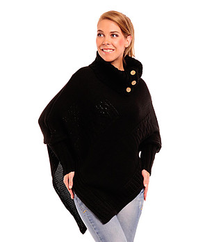 Плетено пончо в черно Tanita снимка