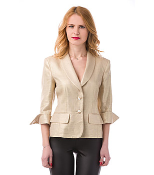 Ленено дамско сако в златист нюанс снимка