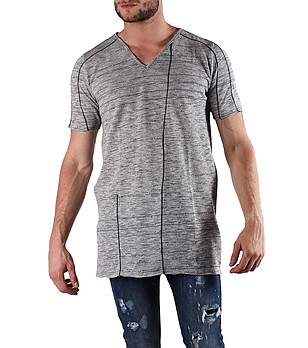Памучна мъжка тениска в сив меланж снимка